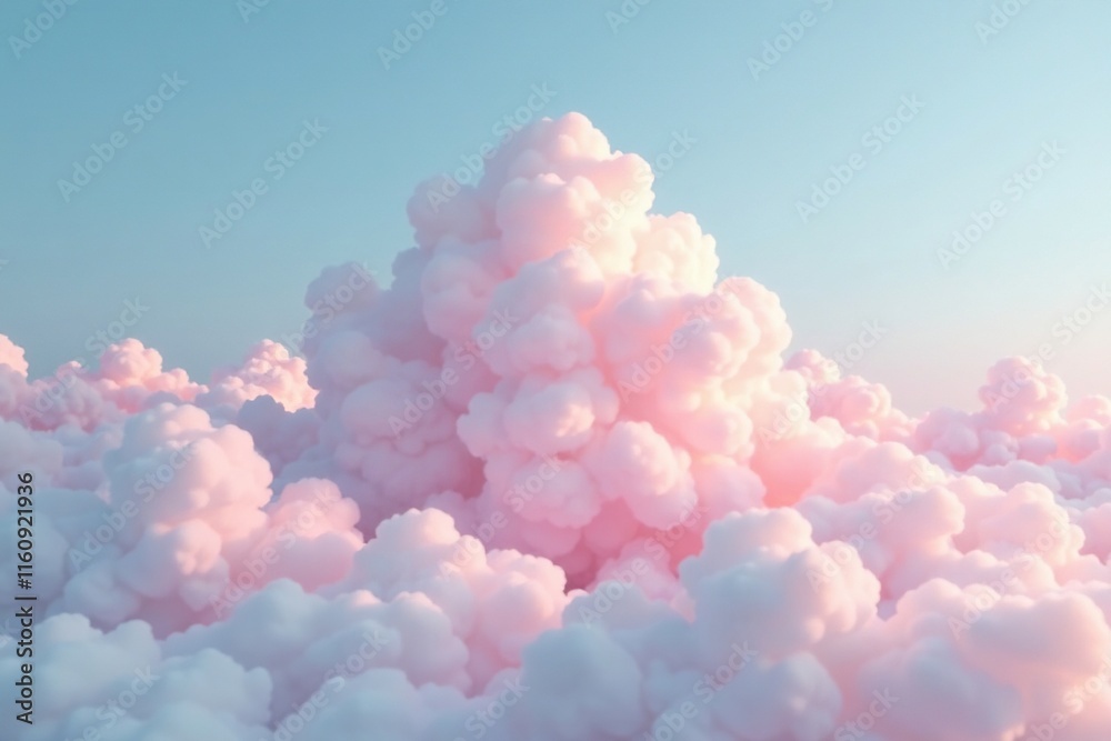 Soft pink clouds gently drifting across a pale blue sky, whimsical clouds, serene atmosphere Soft pink clouds gently drifting across a pale blue sky, whimsical clouds, serene atmosphere