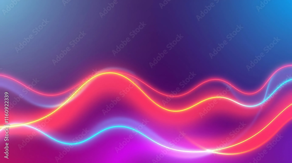 Fototapeta premium Dynamic Neon Gradient Light Wave Design