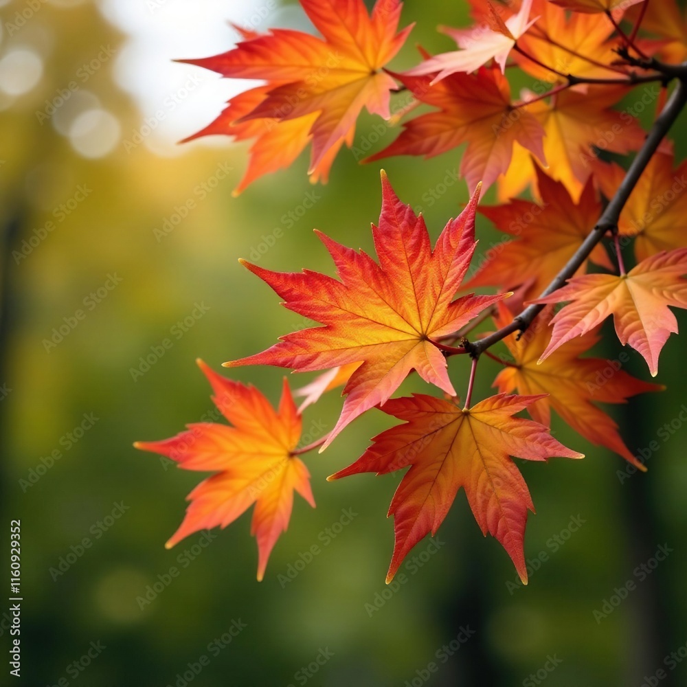A majestic maple tree with leaves and vibrant orange flowers blooming in the branches, nature photography, deciduous tree, branch A majestic maple tree with leaves and vibrant orange flowers blooming in the branches, nature photography, deciduous tree, branch