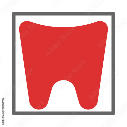Red tooth icon. Concept of dental health, hygiene, and care.