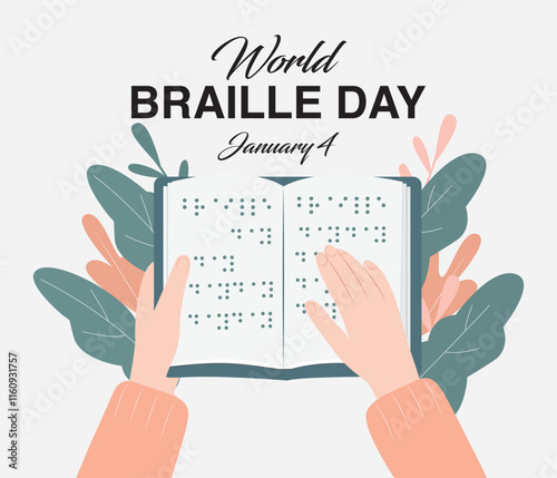 vector world braille day celebration illustration
