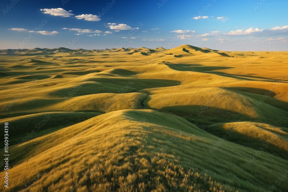 Naklejka premium arafed view of a vast plain with a few hills in the distance