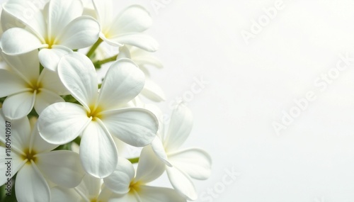 Delicate white jasmine flowers on a pure white background, floral, spring