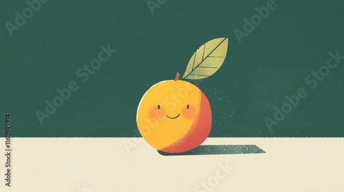 Charming Peach Character with Velvety Skin and Sweet Smile on a Soft Background