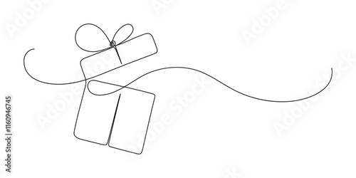 Gift box. Continuous line drawing.