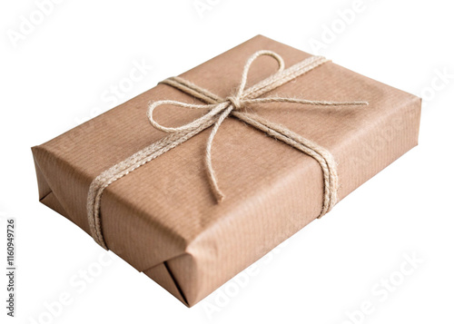 Brown Paper Package Tied with Twine, Rustic Gift Wrap photo