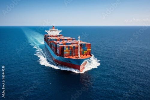 arafed container ship in the open ocean with a lot of containers photo