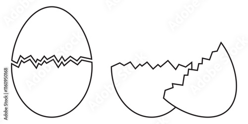 Cracked egg vector icon, Crack eggshell icon
