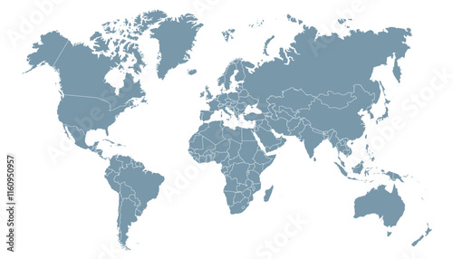 World map. Grey modern vector map. Silhouette map
