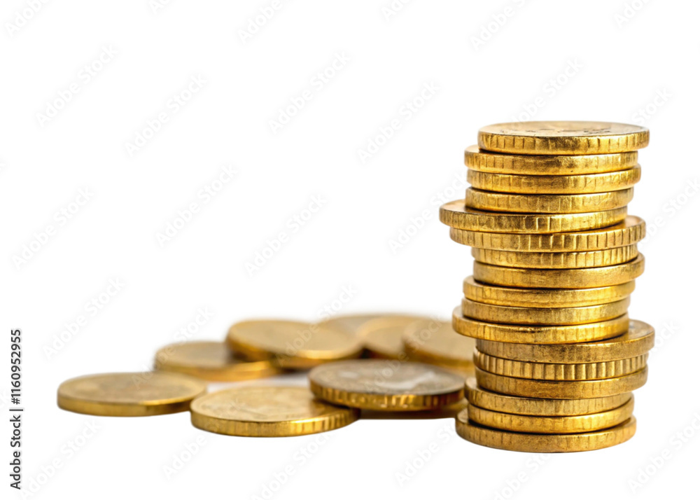 Golden Coins Stacked High, Wealth, Prosperity, Png Golden Coins Stacked High, Wealth, Prosperity, Png