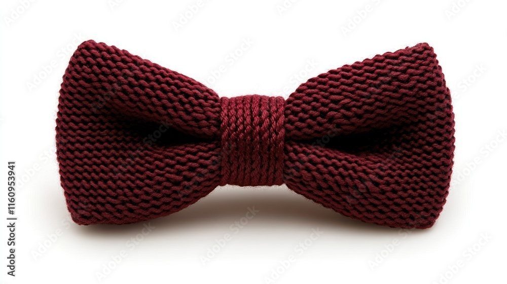 Red Knitted Bow Tie Isolated on White Background