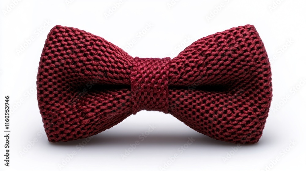 Red Knitted Bow Tie Isolated on White Background Red Knitted Bow Tie Isolated on White Background