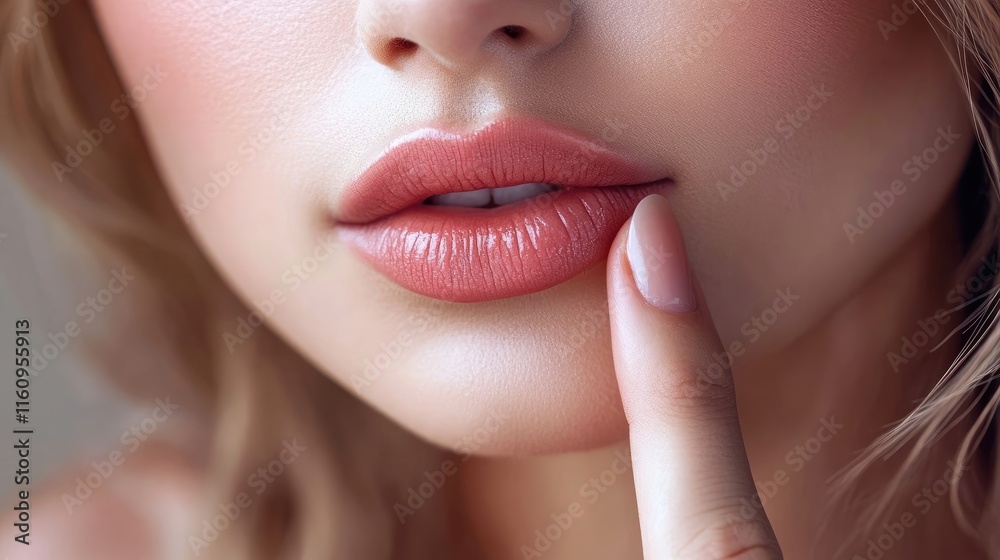 Obraz premium Close-up of a woman's face with shimmering makeup.