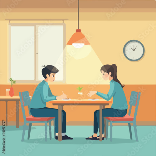 Canteen vector design, Students in canteen vector design