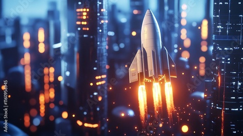 Rocket low poly futuristic technology background for business

 photo