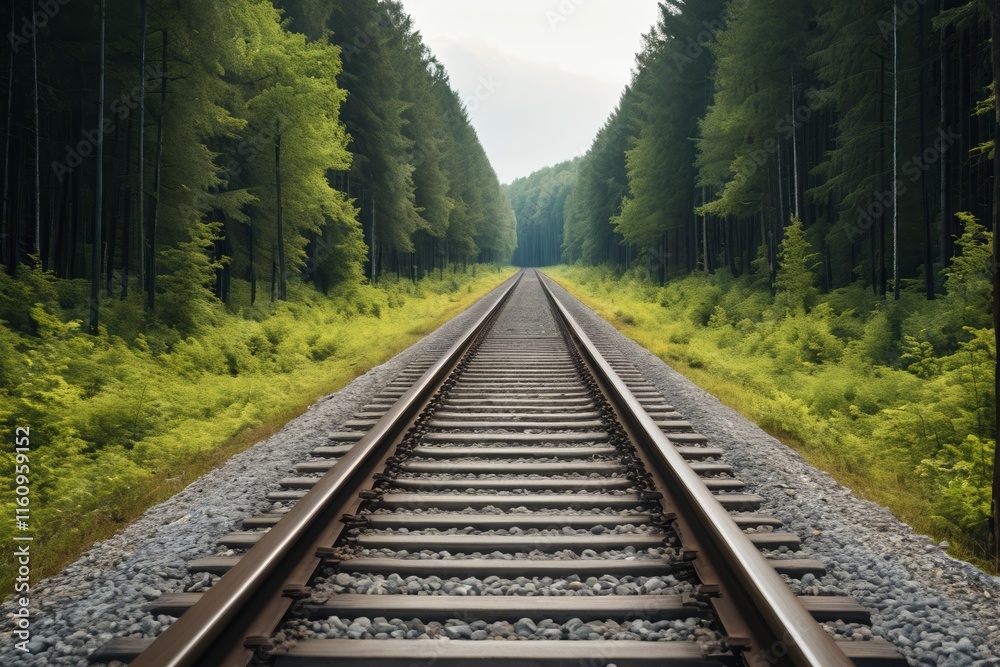 there is a train track that is going through the woods there is a train track that is going through the woods