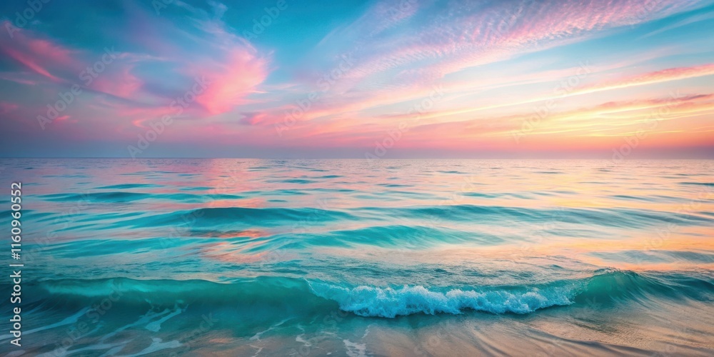 Obraz premium A Serene Seascape with a Soft, Pastel Sky and Gentle Waves Breaking on a Sandy Shoreline