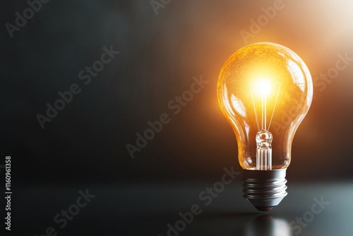 A flat design of a glowing light bulb emerging from a dim background, representing innovative improvement
