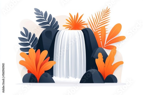 A flat icon of a waterfall with flowing lines and a hint of mist, symbolizing IguazÃº Falls simplicity and grandeur
