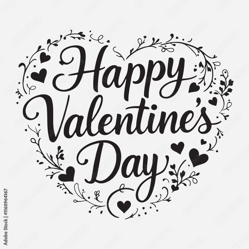 Fototapeta premium Happy Valentine's Day SVG Design with Hearts, Love Symbols, Romantic Elements for Cricut Projects