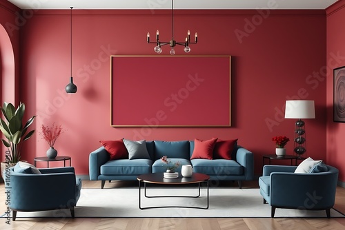Crimson Comfort: A Luxurious Living Room Design 