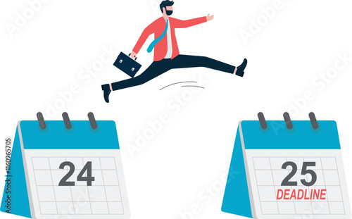 people hanging by safety ropes towards the deadline, a metaphor for deadlines. Simple flat conceptual illustration.

