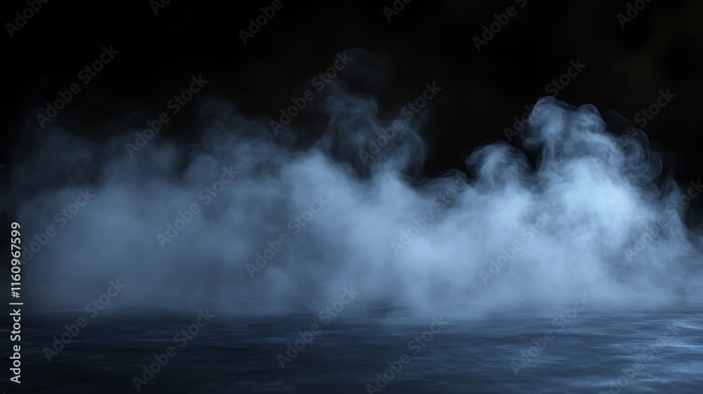 Blue Smoke Over Dark Surface Abstract Background Blue Smoke Over Dark Surface Abstract Background