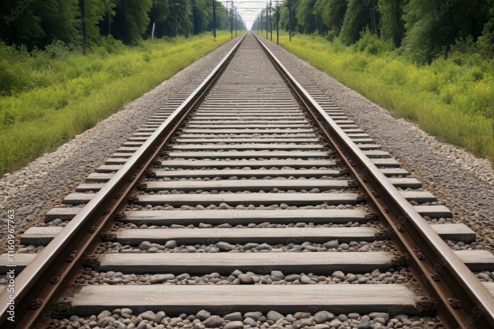 Fototapeta premium there is a train track that is going down the middle of the tracks