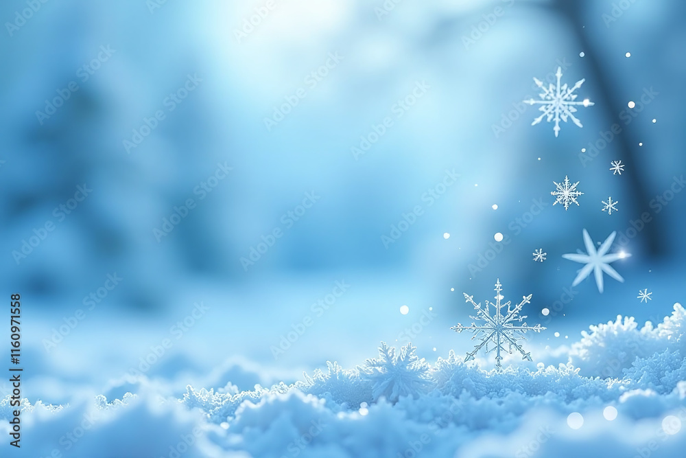 soft blue hues winter background featuring snowflakes frosty ice soft blue hues winter background featuring snowflakes frosty ice