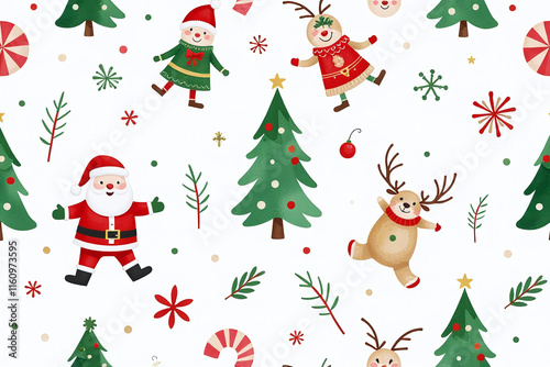 soft watercolor holiday designs create seamless repeating pattern festive