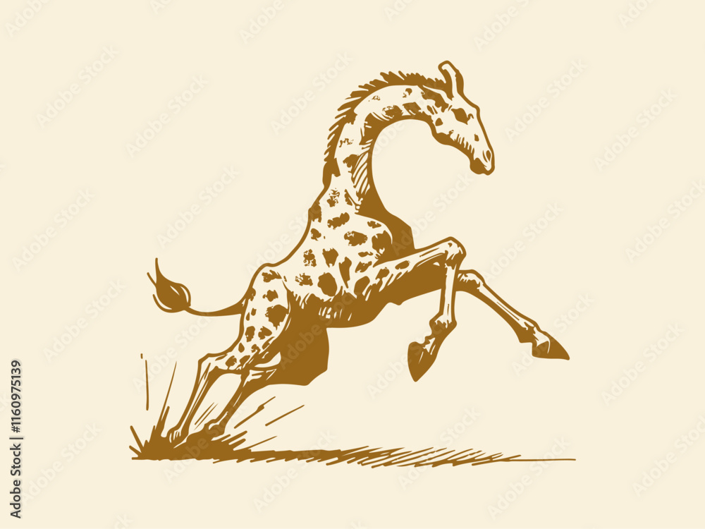 Obraz premium Giraffe Hand Drawn Illustration Vector Isolated