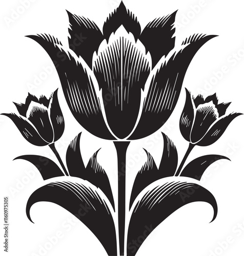 Black and white silhouette of flowers