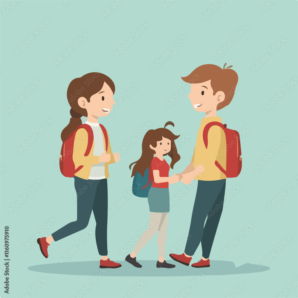Students going school vector design, Students in school illustration vector design Students going school vector design, Students in school illustration vector design