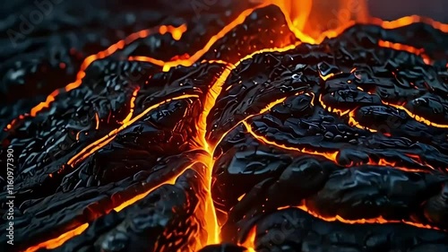 Close-Up of Bubbling Lava with Intricate Textures