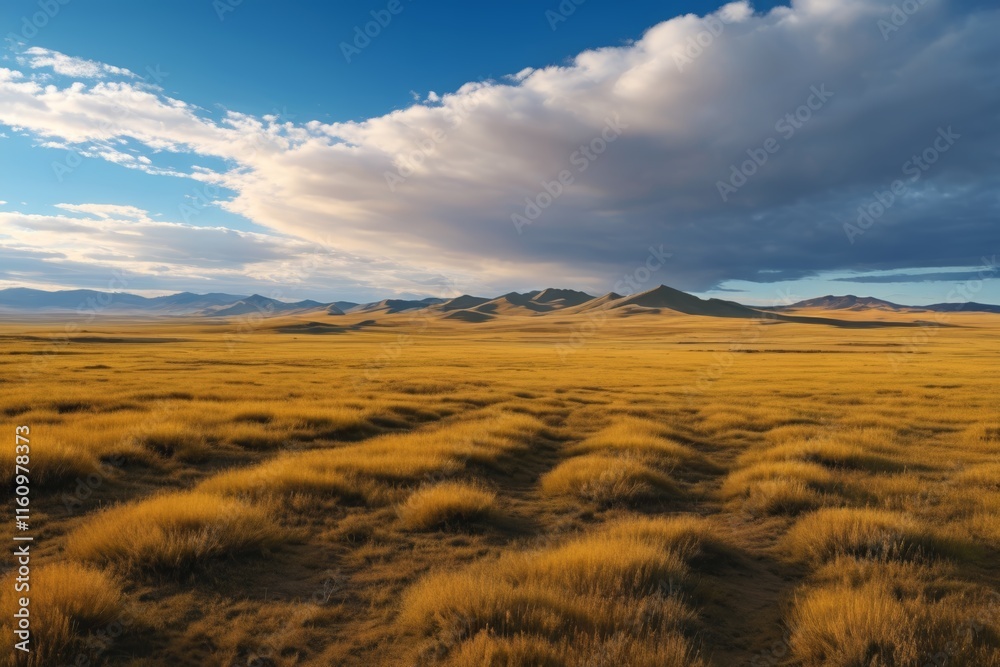 grassy plain with mountains in the distance under a cloudy sky grassy plain with mountains in the distance under a cloudy sky