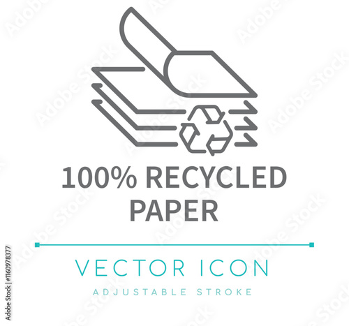 100 Recycled Paper Line Icon