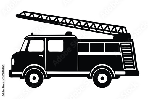 Ladder Truck vector art silhouette.eps