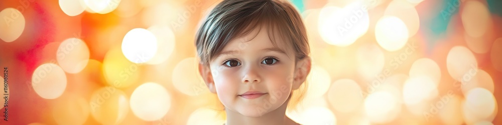 portrait of child posing for family photoshoot with blurred colorful backdrop under soft natural light portrait of child posing for family photoshoot with blurred colorful backdrop under soft natural light