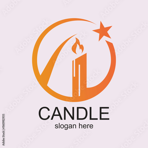 Candle logo design simple concept Premium Vector