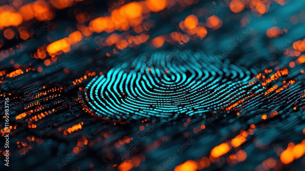 Abstract Digital Fingerprint Against Bright Textured Background Abstract Digital Fingerprint Against Bright Textured Background