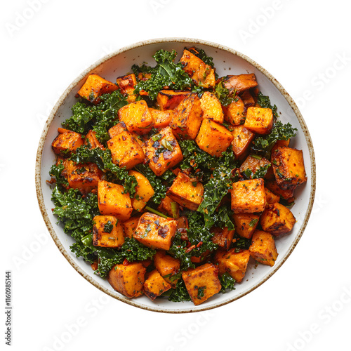 Delicious Fenugreek potato sabzi or Aloo Methi masala in white plate isolated on transparent background