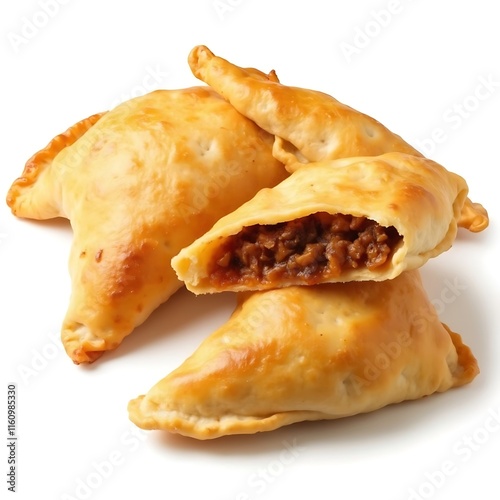 Empanada, meat pie on white background