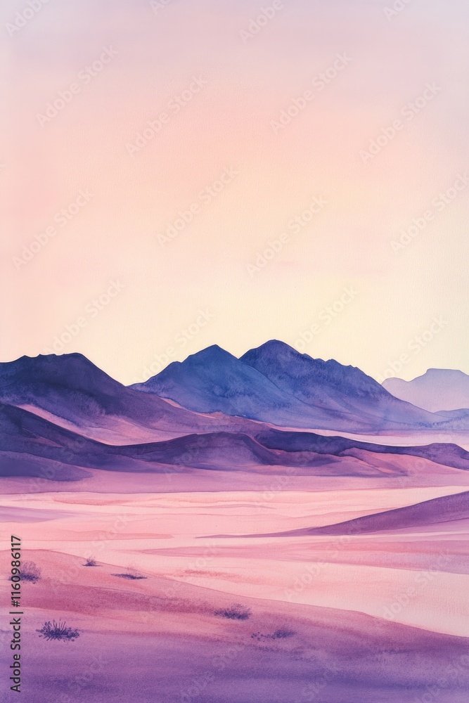 Obraz premium Serene desert landscape features soft pastel hues and majestic m