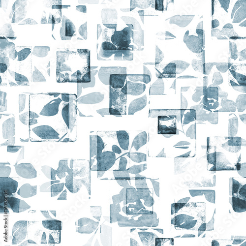 Contemporary art seamless pattern background. Abstract grunge square geometric shapes