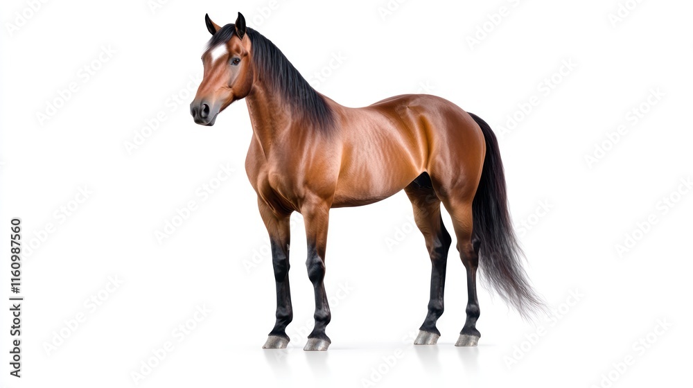 Obraz premium A majestic brown horse standing in a studio setting.