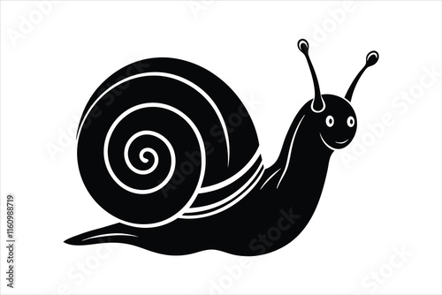 Snail Silhouettes on white background.