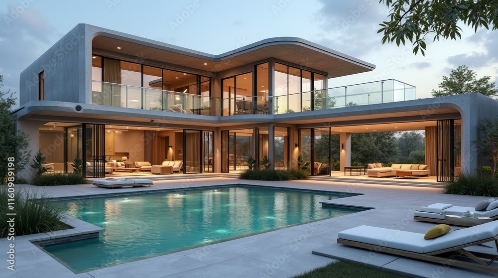 Fototapeta premium Stunning Modern Architectural Masterpiece with Unique Design and Elegant Details