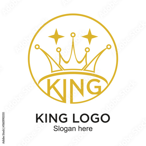 King logo design simple concept Premium Vector
