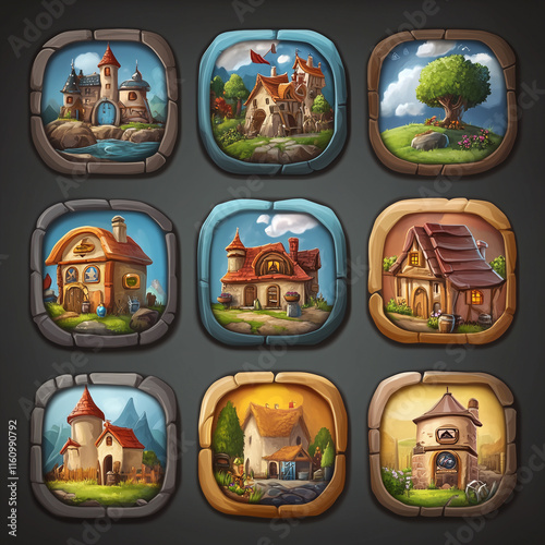 2D abstract gaming background illustration Casual game background environment for adventure or combat mobile game. cartoon style in game art background environment.