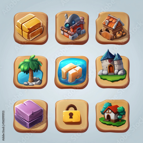 2D abstract gaming background illustration Casual game background environment for adventure or combat mobile game. cartoon style in game art background environment.